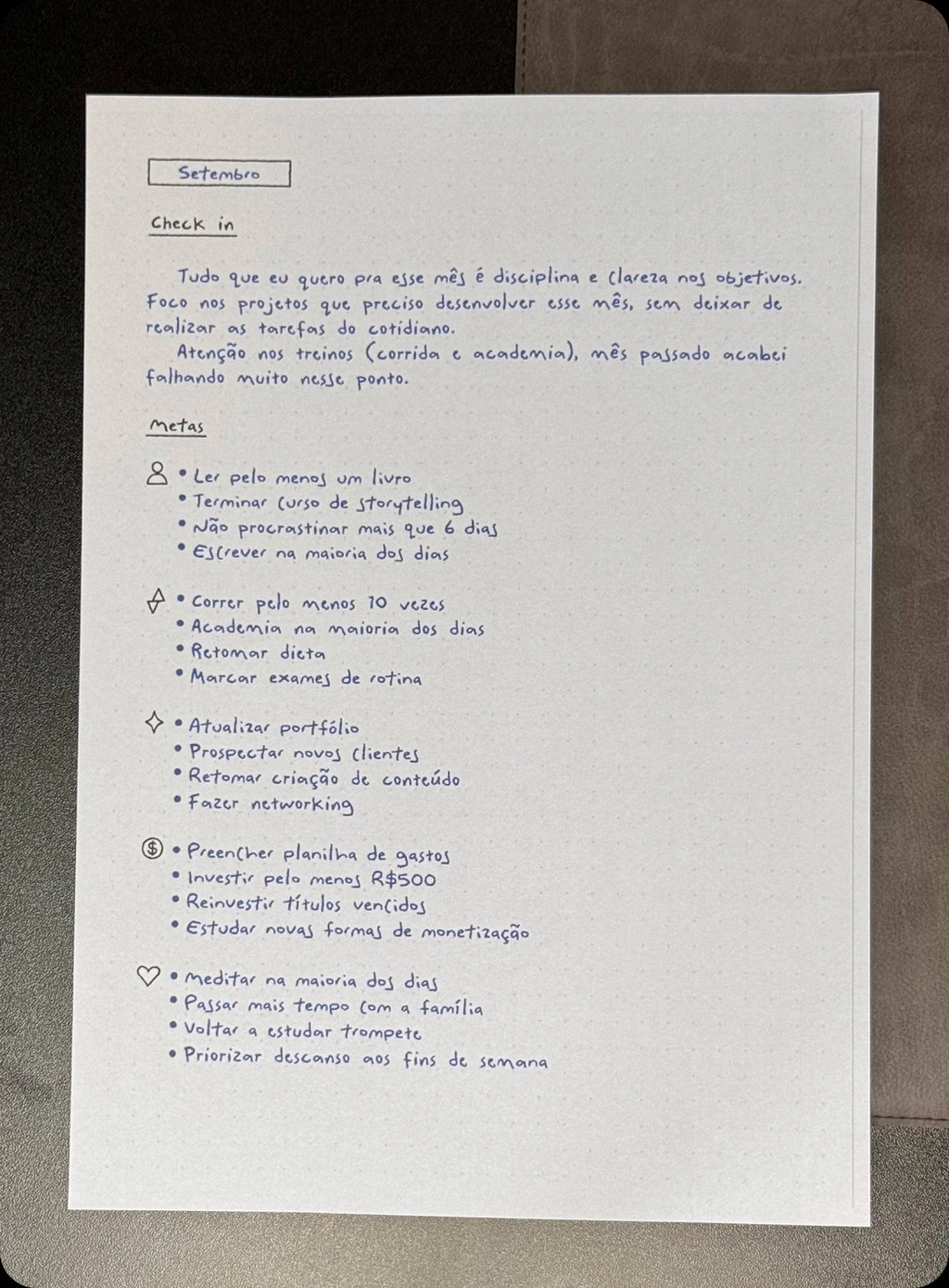 Check-in Mensal — Páginas Prontas